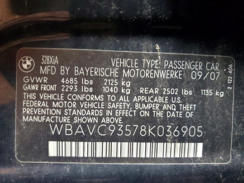 Продажа на аукционе авто 2008 Bmw 328, vin: WBAVC93578K036905, номер лота: 67503196