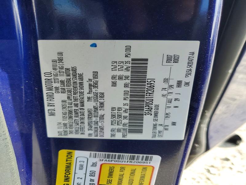 67673266 :رقم المزاد ، 3FA6P0SU1FR206951 vin ، 2015 Ford Fusion مزاد بيع