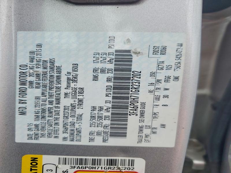 Продаж на аукціоні авто 2016 Ford Fusion, vin: 3FA6P0H71GR237202, номер лоту: 69358016