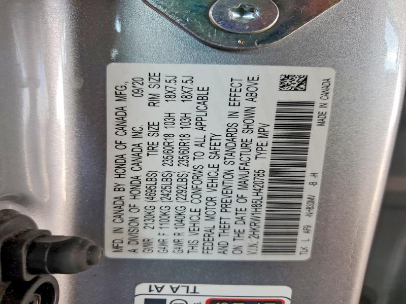 Продаж на аукціоні авто 2020 Honda Cr-v, vin: 2HKRW1H85LH420785, номер лоту: 68835806