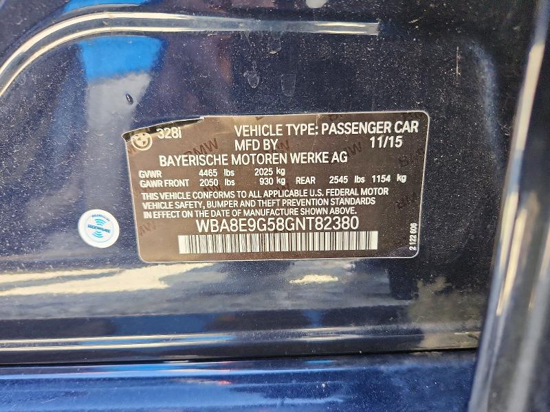 Aukcja sprzedaży 2016 Bmw 328, vin: WBA8E9G58GNT82380, numer aukcji: 68968956