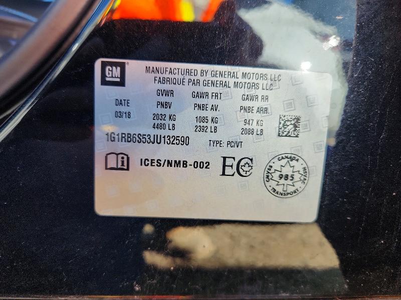 2018 Chevrolet Volt მანქანა იყიდება აუქციონზე, vin: 1G1RB6S53JU132590, აუქციონის ნომერი: 68230516