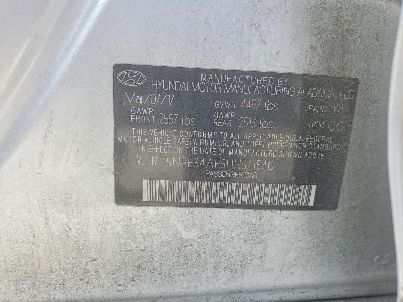 68493286 :رقم المزاد ، 5NPE34AF5HH571540 vin ، 2017 Hyundai Sonata مزاد بيع