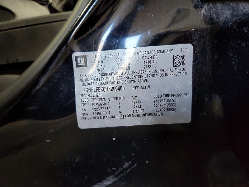 70098626 :رقم المزاد ، 2GNFLFEK6H6209400 vin ، 2017 Chevrolet Equinox مزاد بيع