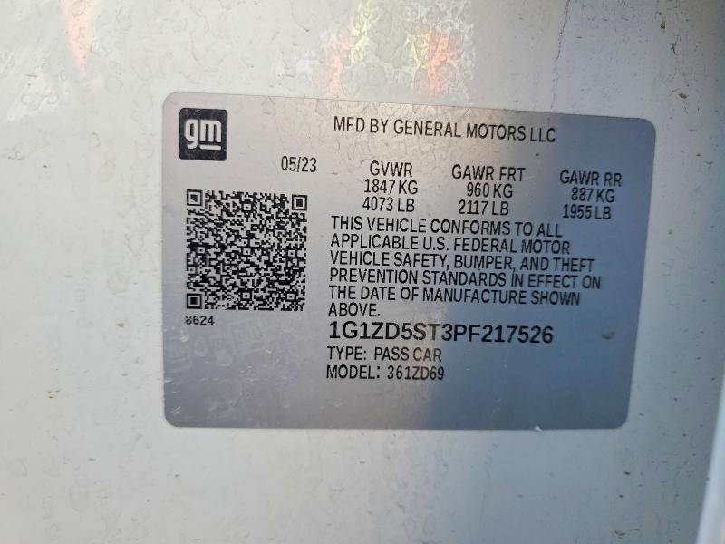 2023 Chevrolet Malibu მანქანა იყიდება აუქციონზე, vin: 1G1ZD5ST3PF217526, აუქციონის ნომერი: 59530096