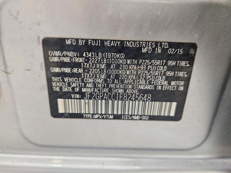 Aukcja sprzedaży 2015 Subaru Xv Crosstrek, vin: JF2GPACC1F8245648, numer aukcji: 70289466