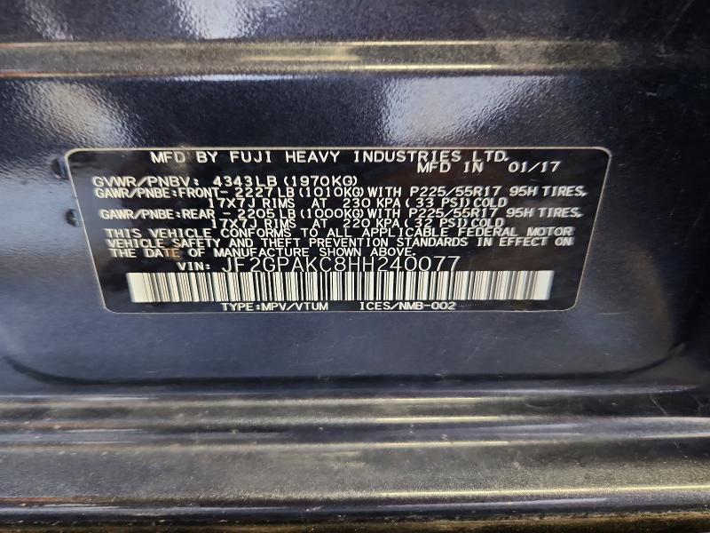 Aukcja sprzedaży 2017 Subaru Crosstrek, vin: JF2GPAKC8HH240077, numer aukcji: 65553226