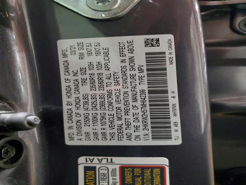 Aukcja sprzedaży 2021 Honda Cr-v, vin: 2HKRW2H57MH642399, numer aukcji: 68045646