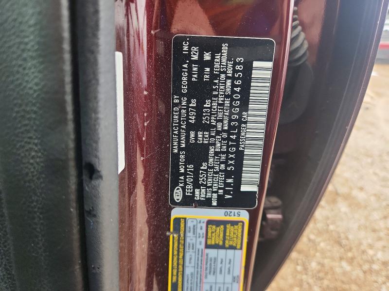 Auction sale of the 2016 Kia Optima, vin: 5XXGT4L39GG046583, lot number: 67643006