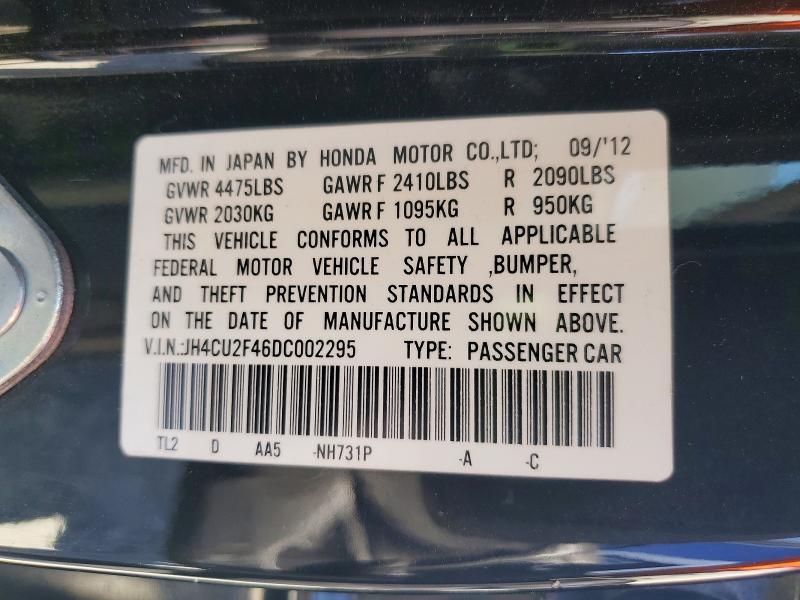 2013 Acura Tsx მანქანა იყიდება აუქციონზე, vin: JH4CU2F46DC002295, აუქციონის ნომერი: 67201586
