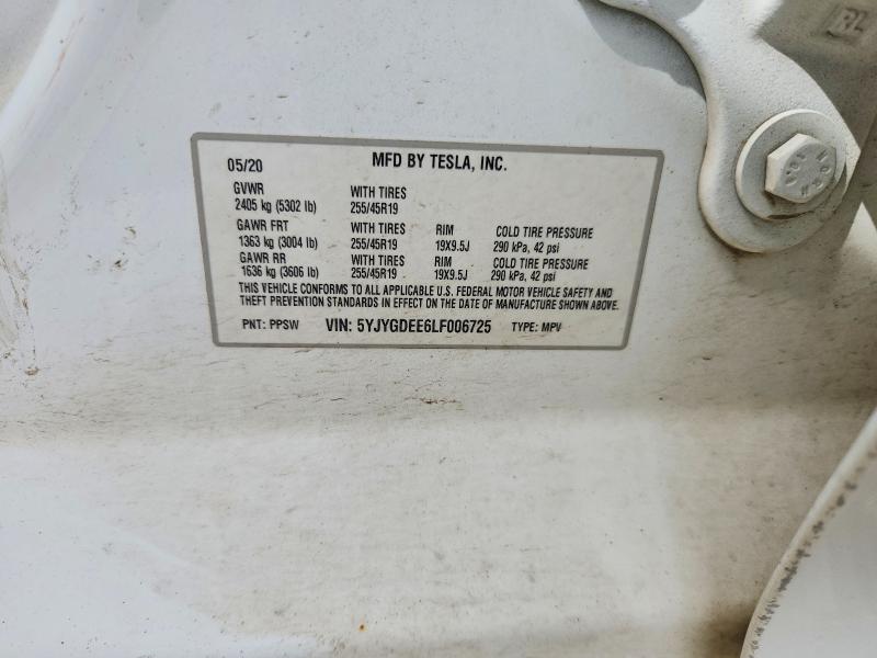 Продажа на аукционе авто 2020 Tesla Model Y, vin: 5YJYGDEE6LF006725, номер лота: 69361676
