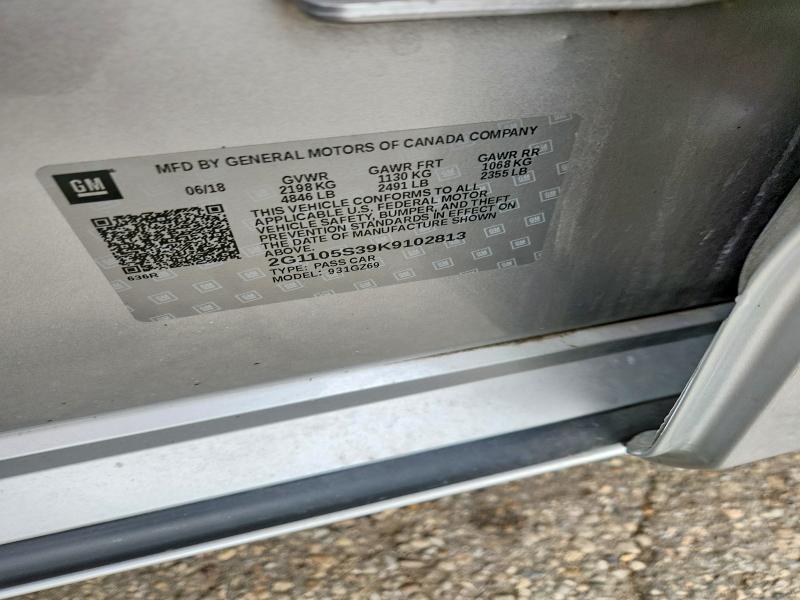 69557756 :رقم المزاد ، 2G1105S39K9102813 vin ، 2019 Chevrolet Impala مزاد بيع