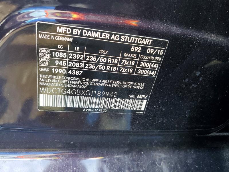 70439136 :رقم المزاد ، WDCTG4GBXGJ189942 vin ، 2016 Mercedes-benz Gla مزاد بيع