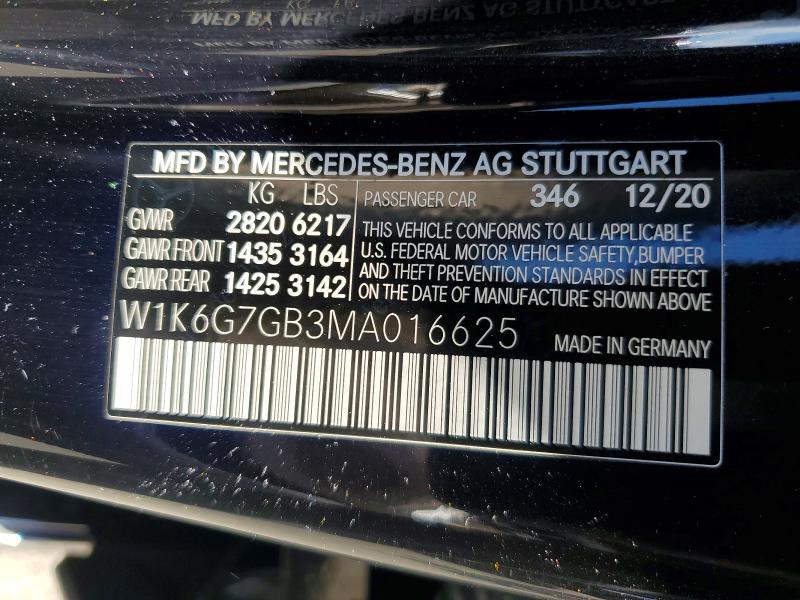 Aukcja sprzedaży 2021 Mercedes-benz S, vin: W1K6G7GB3MA016625, numer aukcji: 66805016