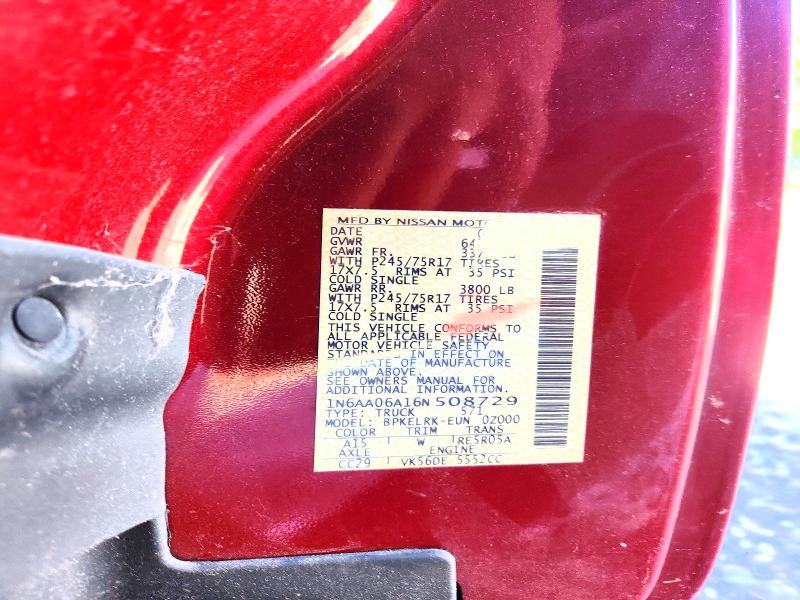 Aukcja sprzedaży 2006 Nissan Titan, vin: 1N6AA06A16N508729, numer aukcji: 70011226