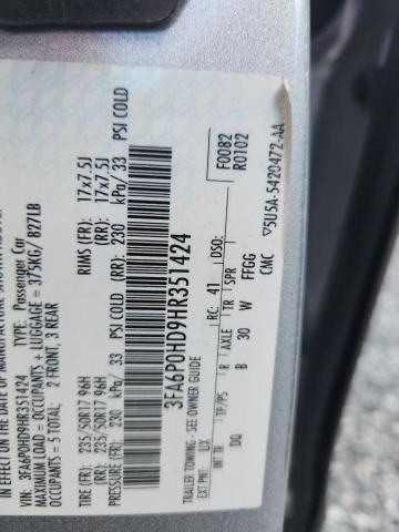 Aukcja sprzedaży 2017 Ford Fusion, vin: 3FA6P0HD9HR351424, numer aukcji: 70640746