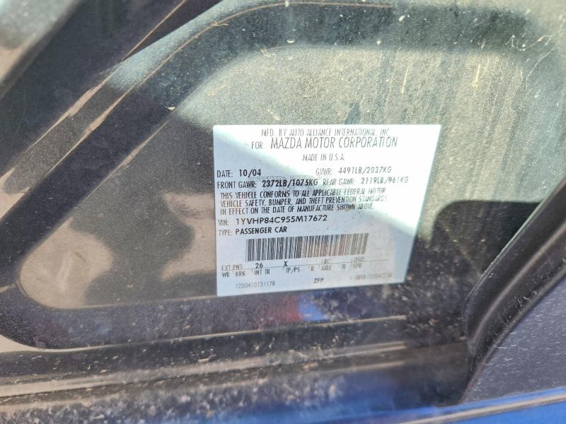 Продаж на аукціоні авто 2005 Mazda 6, vin: 1YVHP84C955M17672, номер лоту: 67620526
