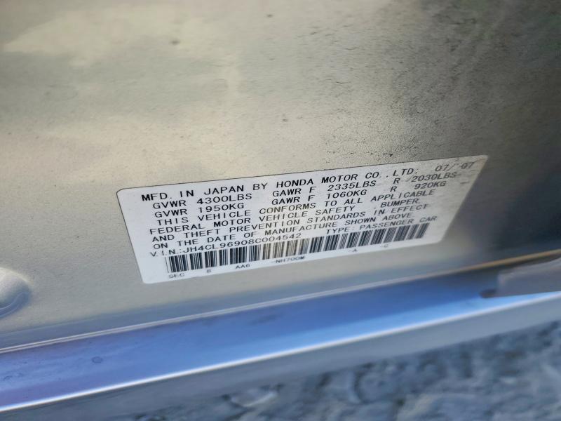 2008 Acura Tsx მანქანა იყიდება აუქციონზე, vin: JH4CL96908C004542, აუქციონის ნომერი: 70329986