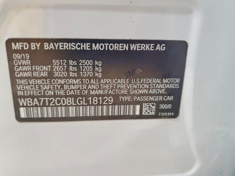 67296896 :رقم المزاد ، WBA7T2C08LGL18129 vin ، 2020 Bmw 740 مزاد بيع