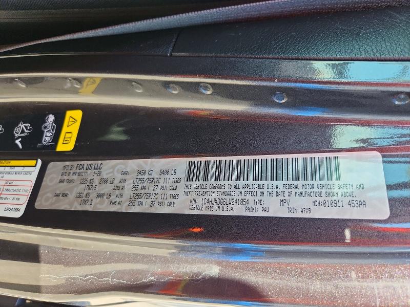 2020 Jeep Wrangler Unlimited მანქანა იყიდება აუქციონზე, vin: 1C4HJXDG6LW241854, აუქციონის ნომერი: 67338686