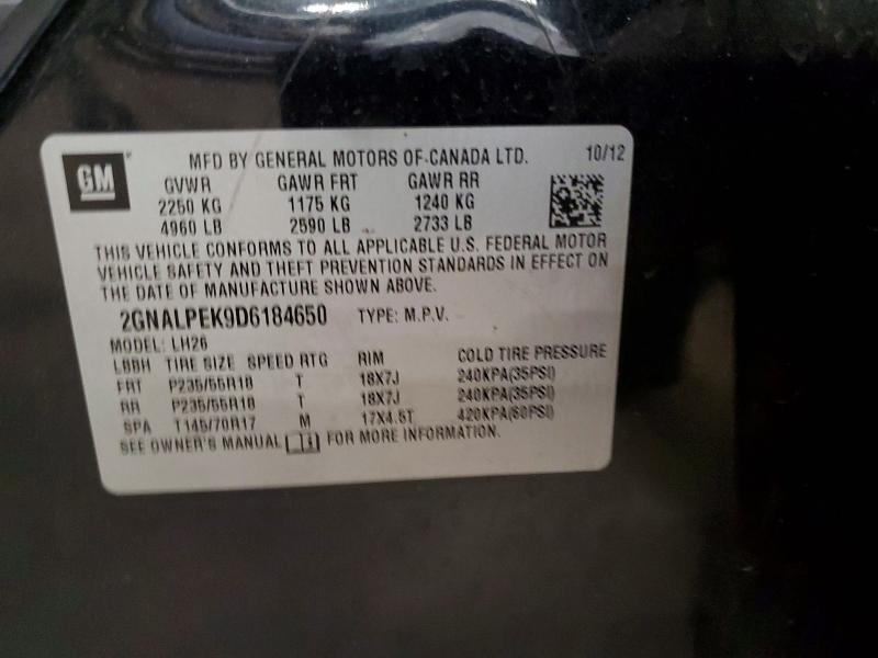 68867256 :رقم المزاد ، 2GNALPEK9D6184650 vin ، 2013 Chevrolet Equinox مزاد بيع