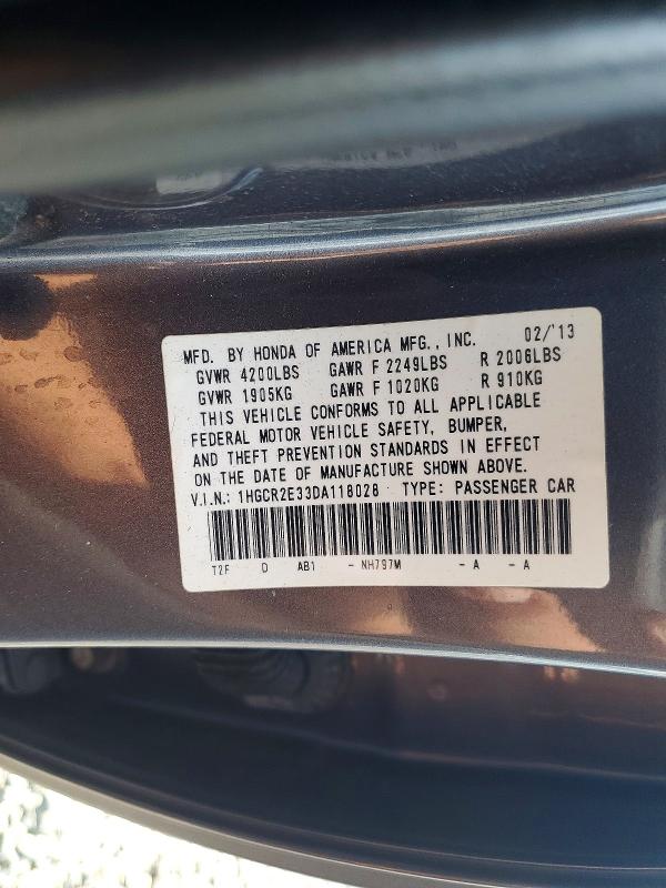 2013 Honda Accord მანქანა იყიდება აუქციონზე, vin: 1HGCR2E33DA118028, აუქციონის ნომერი: 69381076