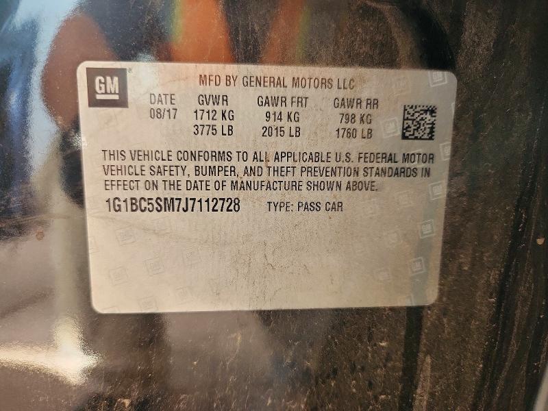 2018 Chevrolet Cruze მანქანა იყიდება აუქციონზე, vin: 1G1BC5SM7J7112728, აუქციონის ნომერი: 69298076