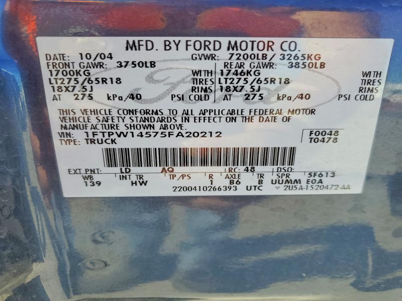 Продаж на аукціоні авто 2005 Ford F150, vin: 1FTPW14575FA20212, номер лоту: 70418286