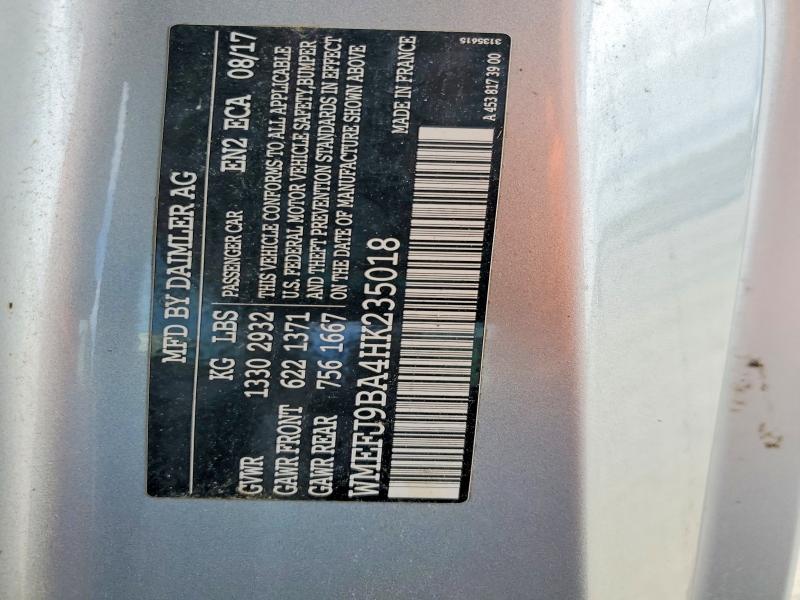 68653916 :رقم المزاد ، WMEFJ9BA4HK235018 vin ، 2017 Smart Fortwo مزاد بيع