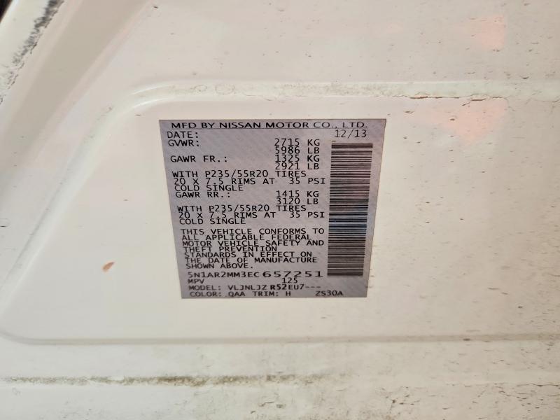 Продажа на аукционе авто 2014 Nissan Pathfinder, vin: 5N1AR2MM3EC657251, номер лота: 69960686