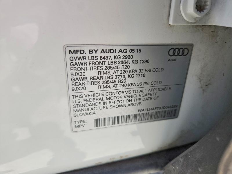 Aukcja sprzedaży 2018 Audi Q7, vin: WA1LHAF78JD046289, numer aukcji: 67992766