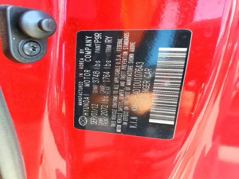 69573636 :رقم المزاد ، KMHTC6AD1DU107643 vin ، 2013 Hyundai Veloster مزاد بيع
