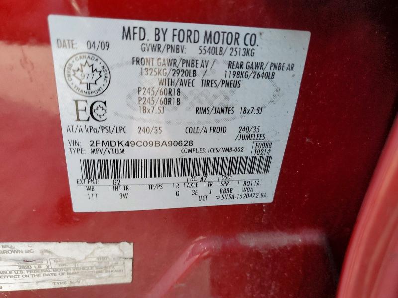 Aukcja sprzedaży 2009 Ford Edge, vin: 2FMDK49C09BA90628, numer aukcji: 67576386