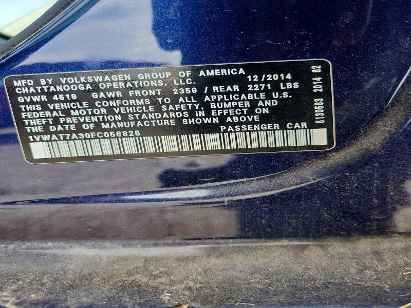 Aukcja sprzedaży 2015 Volkswagen Passat, vin: 1VWAT7A30FC056828, numer aukcji: 69783346