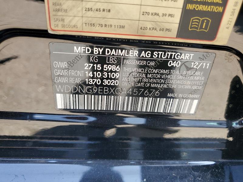 Aukcja sprzedaży 2012 Mercedes-benz S, vin: WDDNG9EBXCA457676, numer aukcji: 69491736