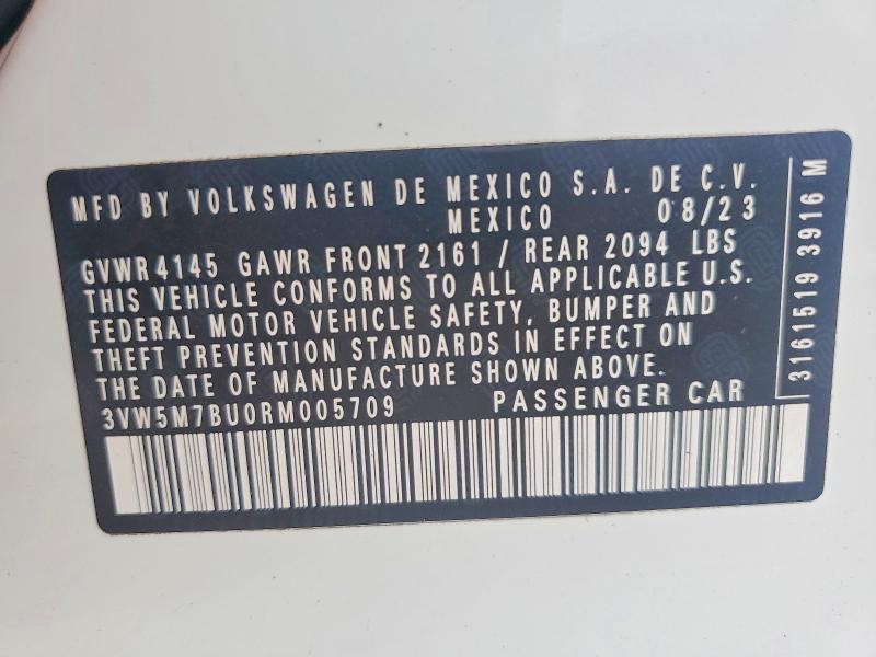 Aukcja sprzedaży 2024 Volkswagen Jetta, vin: 3VW5M7BU0RM005709, numer aukcji: 66445306