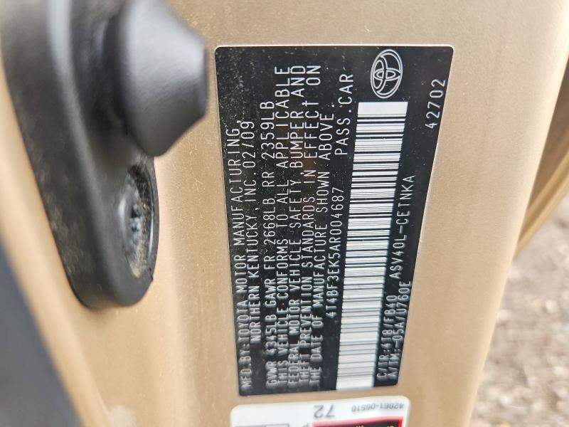 Aukcja sprzedaży 2010 Toyota Camry, vin: 4T4BF3EK5AR004687, numer aukcji: 69948596