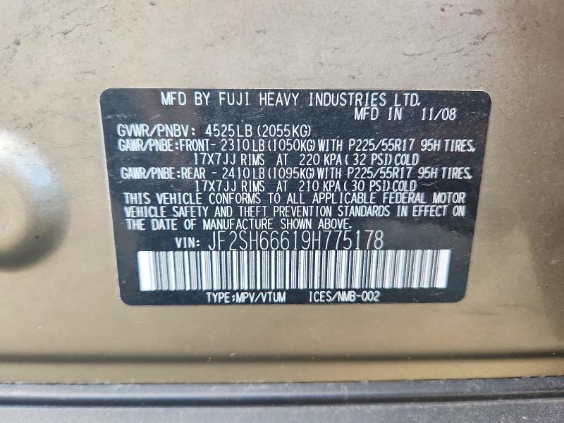 Aukcja sprzedaży 2009 Subaru Forester, vin: JF2SH66619H775178, numer aukcji: 66843296