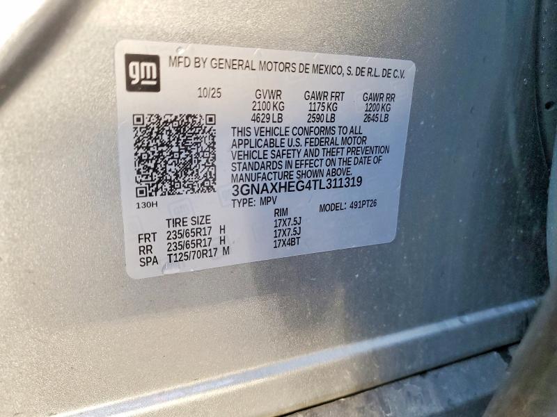 Продажа на аукционе авто 2026 Chevrolet Equinox, vin: 3GNAXHEG4TL311319, номер лота: 68927866
