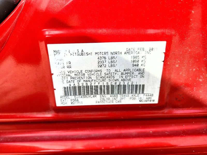 Aukcja sprzedaży 2011 Mitsubishi Galant, vin: 4A32B2FF1BE023221, numer aukcji: 71011436