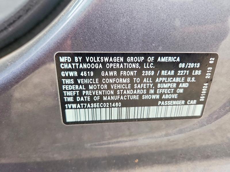 Aukcja sprzedaży 2014 Volkswagen Passat, vin: 1VWAT7A35EC021460, numer aukcji: 69402716