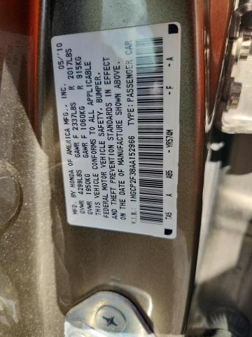 2010 Honda Accord მანქანა იყიდება აუქციონზე, vin: 1HGCP2F38AA152966, აუქციონის ნომერი: 70617836