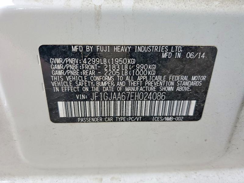 68880026 :رقم المزاد ، JF1GJAA67EH024086 vin ، 2014 Subaru Impreza مزاد بيع