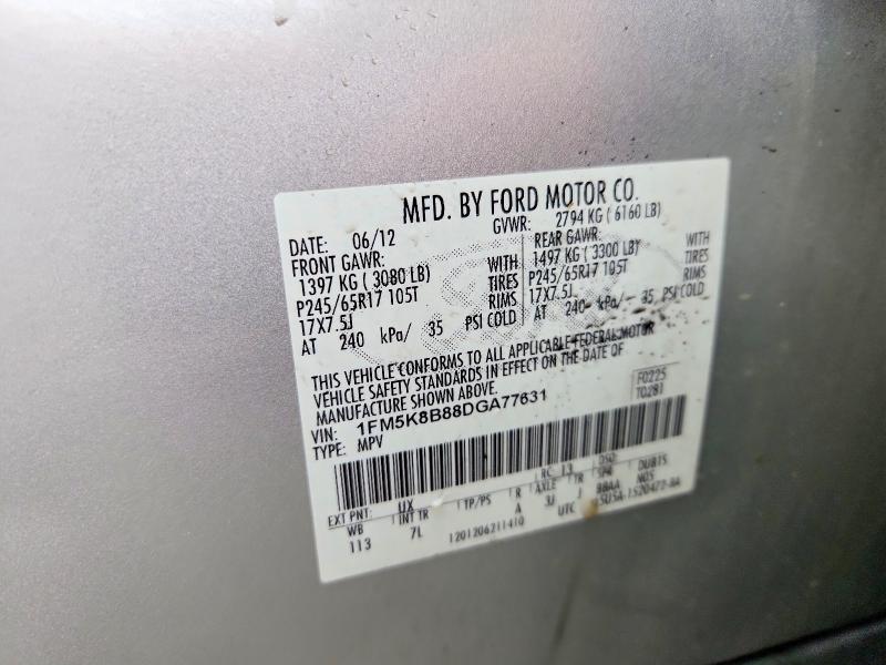 69769446 :رقم المزاد ، 1FM5K8B88DGA77631 vin ، 2013 Ford Explorer مزاد بيع