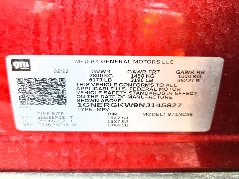 70988506 :رقم المزاد ، 1GNERGKW9NJ145827 vin ، 2022 Chevrolet Traverse مزاد بيع