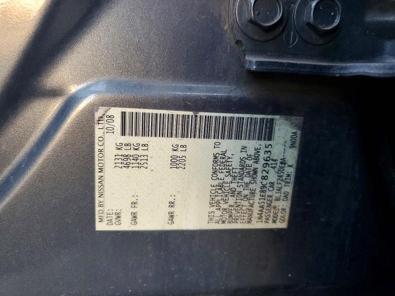2009 Nissan Maxima მანქანა იყიდება აუქციონზე, vin: 1N4AA51E89C829635, აუქციონის ნომერი: 68514786