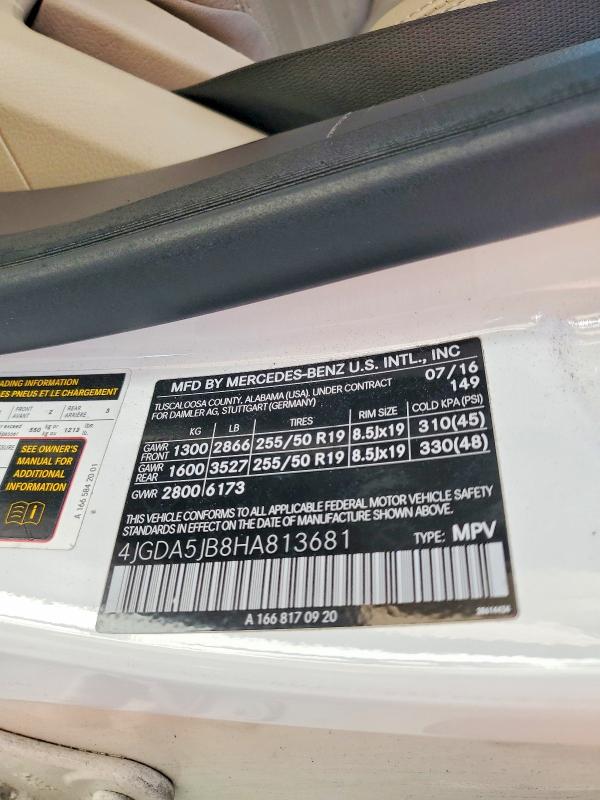 Aukcja sprzedaży 2017 Mercedes-benz Gle, vin: 4JGDA5JB8HA813681, numer aukcji: 69525856