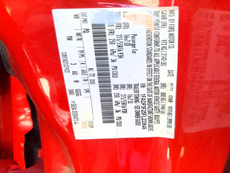 2015 Ford Focus მანქანა იყიდება აუქციონზე, vin: 1FADP3F25FL233649, აუქციონის ნომერი: 67526116