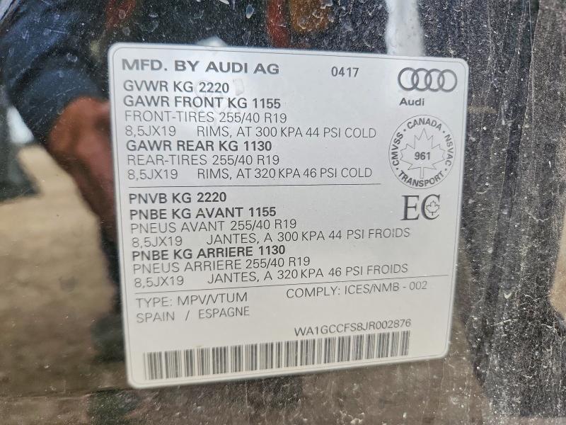 Продажа на аукционе авто 2018 Audi Q3, vin: WA1GCCFS8JR002876, номер лота: 70668466