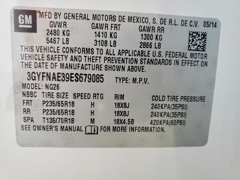 68054116 :رقم المزاد ، 3GYFNAE39ES679085 vin ، 2014 Cadillac Srx مزاد بيع
